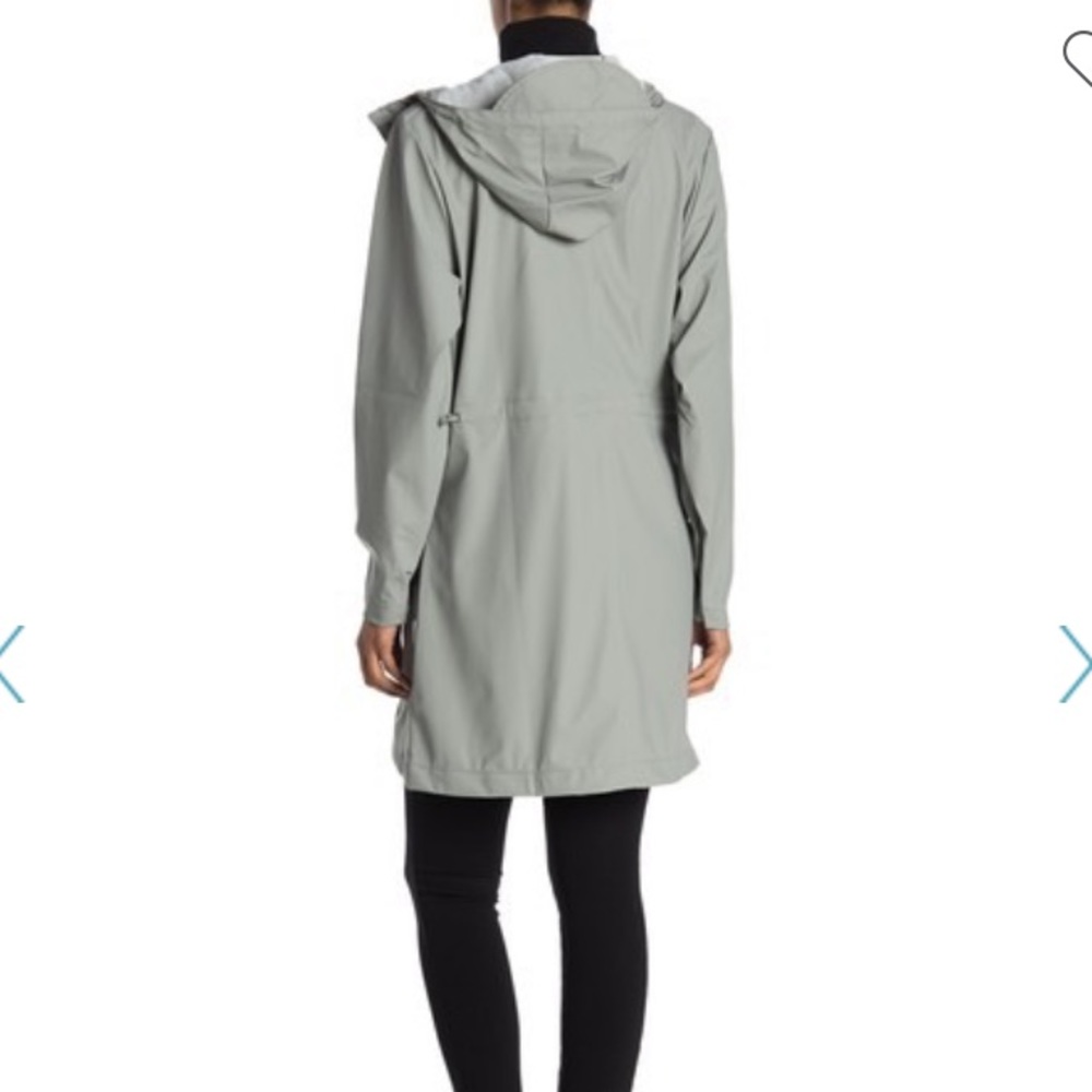 Rains hooded rain w coat zip up stone long jacket - Picture 2 of 13